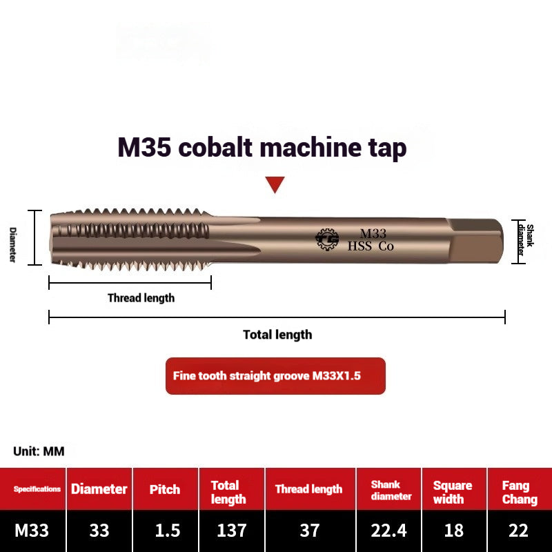 1104-M35 Cobalt straight flute tap machine tapping stainless steel special high-speed steel tapping coarse teeth spiral apex Shandong Denso Pricision Tools Co.,Ltd.